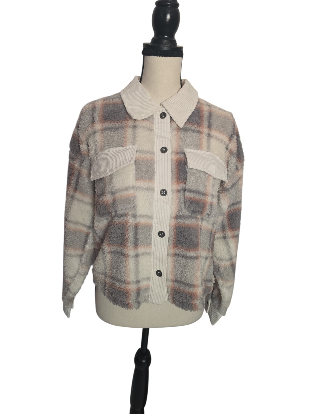 Hippie Rose Plaid Teddy Jacket